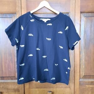 Monika Forsberg + Gorman silver embroidered ant boxy black t-shirt size 14